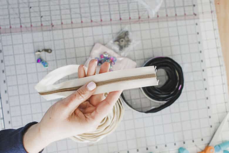 front of zipper tape