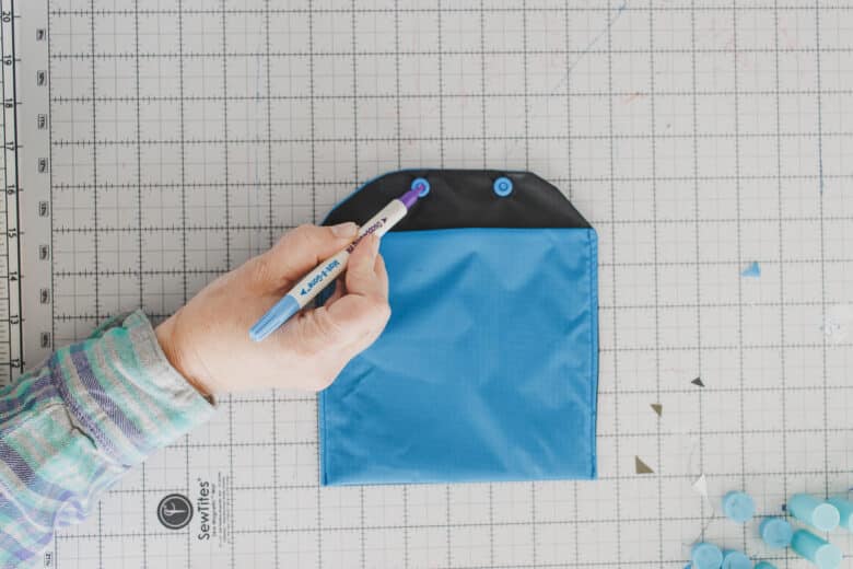 use a fabric pen to mark snap
