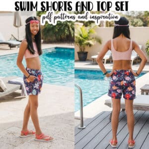 Check out this cute swim shorts sewing pattern. The Sand N Surf swim shorts are perfect for boys and girls and great for active water play. Pair with a swim top for an adorable set.