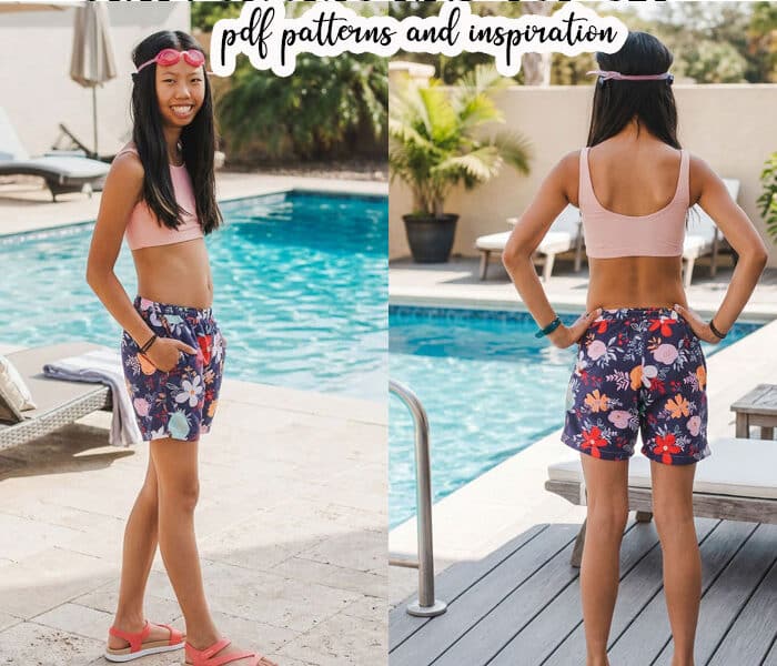 Check out this cute swim shorts sewing pattern. The Sand N Surf swim shorts are perfect for boys and girls and great for active water play. Pair with a swim top for an adorable set.