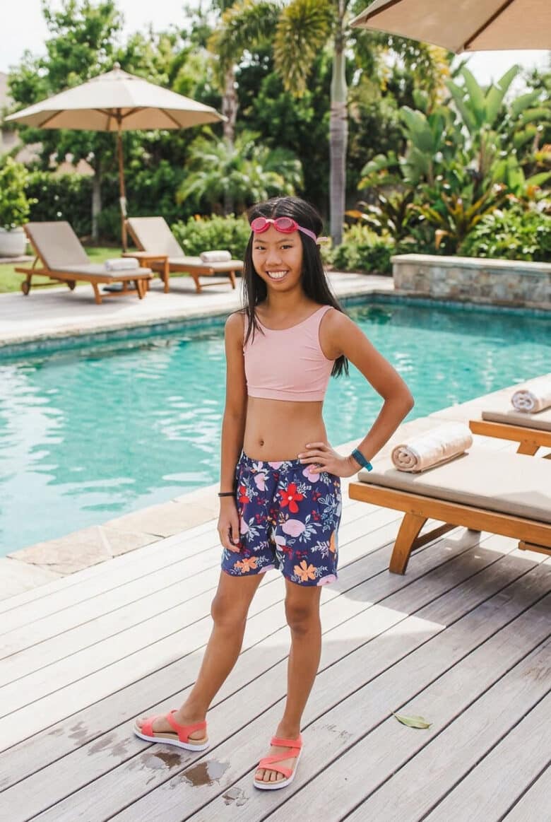 Check out this cute swim shorts sewing pattern. The Sand N Surf swim shorts are perfect for boys and girls and great for active water play. Pair with a swim top for an adorable set.