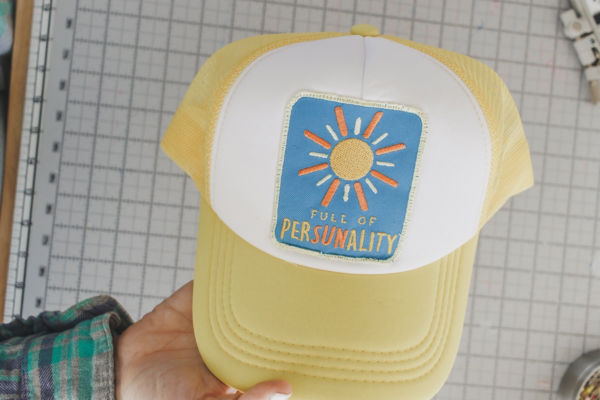 finished hat with custom patch