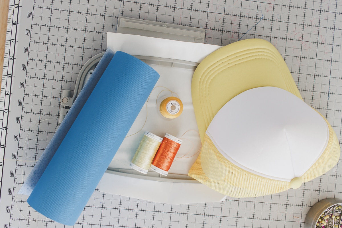 supplies to make a custom patch and sew it on a hat