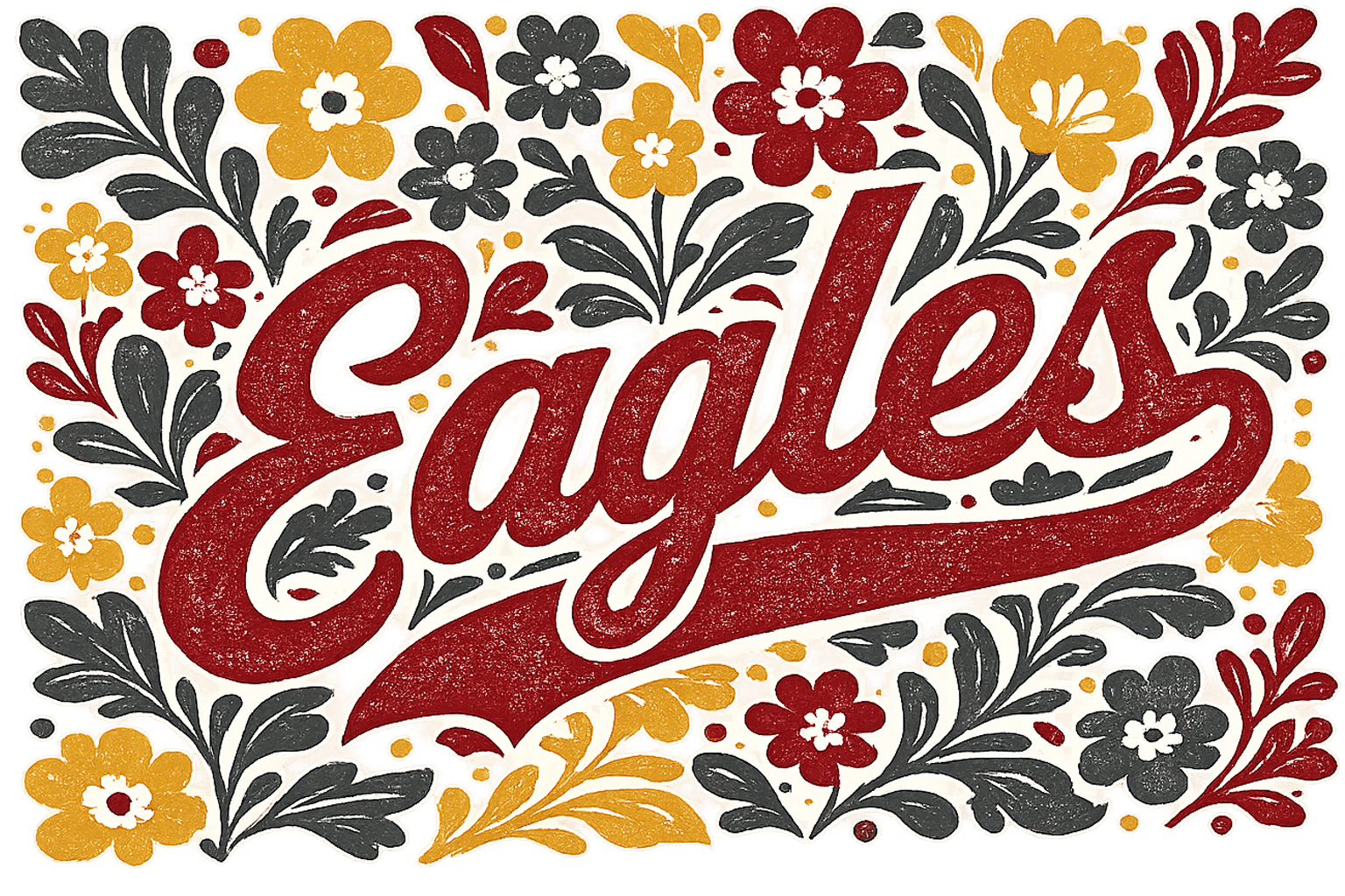 floral school spirit print image created with AI prompt - prompt available for use.