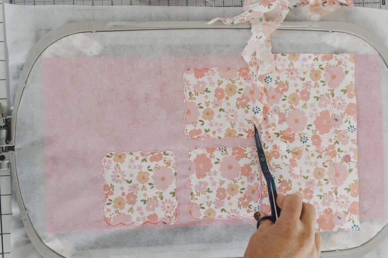 trim the back fabric to size