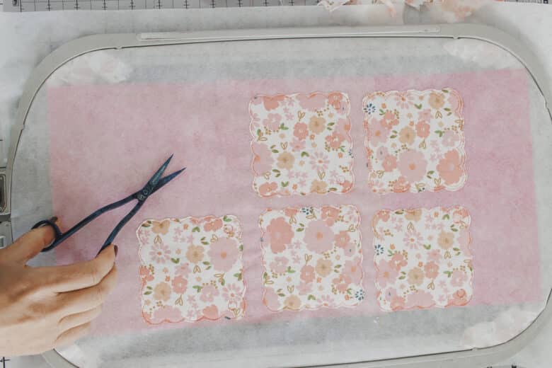 trim the back fabric to size