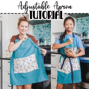use this adjustable apron tutorial to sew an apron that will fit almost everyone. There are also two sizes, so you can make an adjustable child size or the adjustable adult size. Perfect for a kitchen where you want to share the apron.