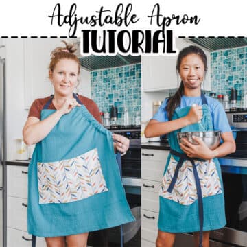 use this adjustable apron tutorial to sew an apron that will fit almost everyone. There are also two sizes, so you can make an adjustable child size or the adjustable adult size. Perfect for a kitchen where you want to share the apron.
