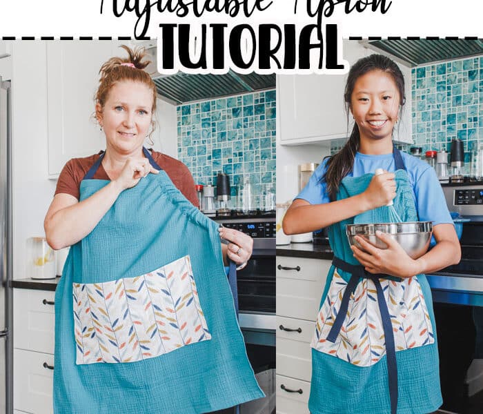 use this adjustable apron tutorial to sew an apron that will fit almost everyone. There are also two sizes, so you can make an adjustable child size or the adjustable adult size. Perfect for a kitchen where you want to share the apron.