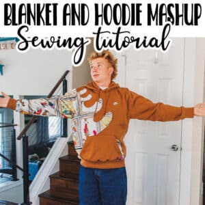 learn how to mash up a sweatshirt and blanket hoodie with this sewing hack tutorial. This blanket and hoodie hack is the best cozy sweatshirt hack around.