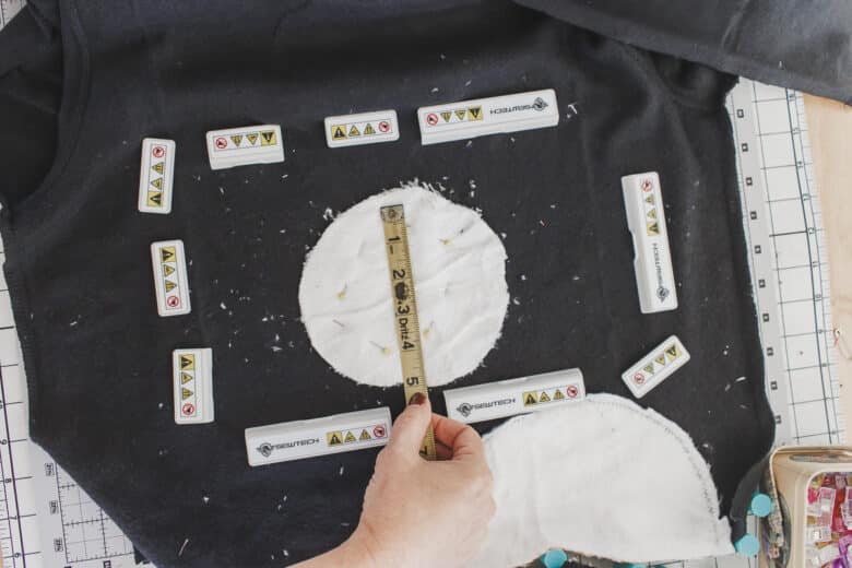 hoop fabric and pin ball to center