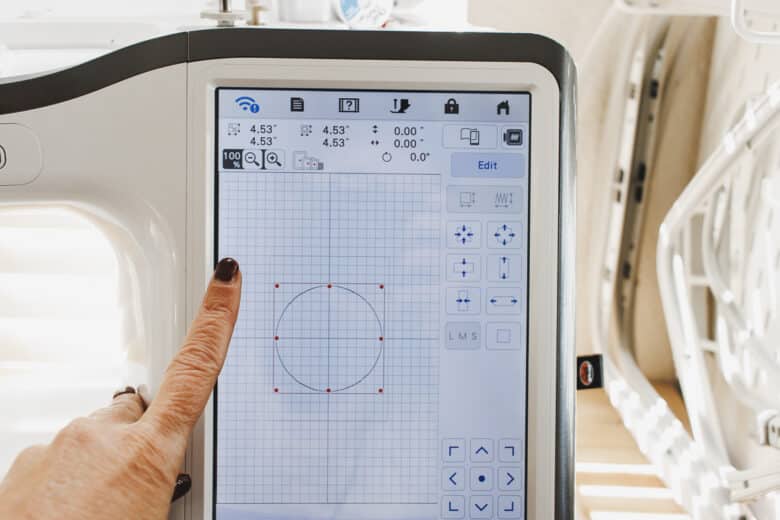 use a circle from your embroidery machine, set size