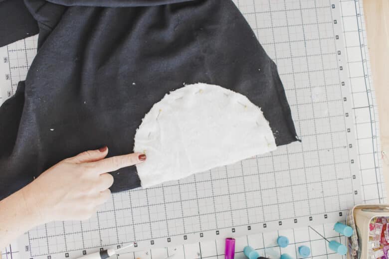 place on back of fabric