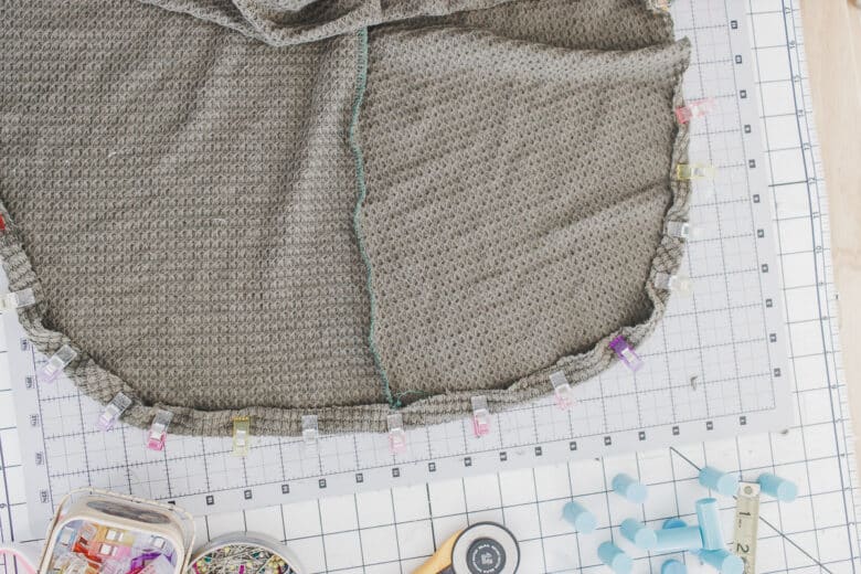 pin or clip up curved hem