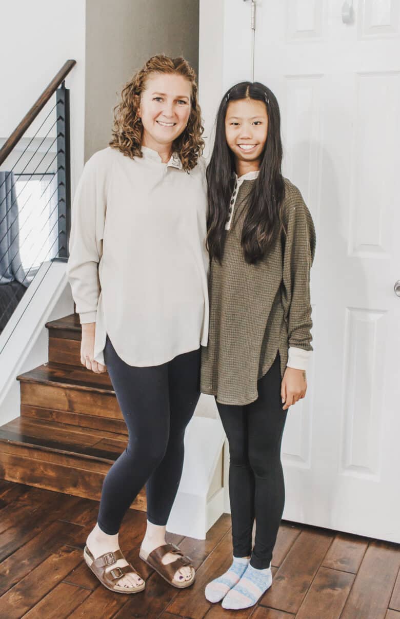 Learn how to sew an easy curved shirt hem on a knit fabric shirt. This sewing tutorial shows how to add a beautiful curved hem to your next shirt sewing project.